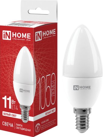 Светодиодная лампочка In Home LED-Свеча-VC 11 Вт 230В Е14 4000К 1050 Лм