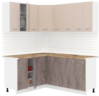 Готовая кухня Кортекс-мебель Корнелия Лира 1.5x1.8 (капучино/оникс/мадрид)