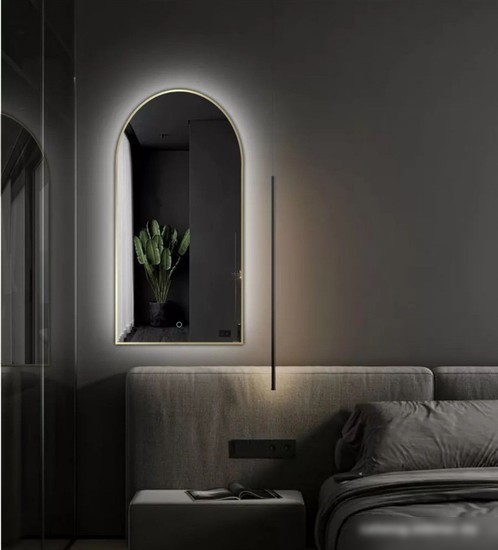 Зеркало eMZe Led с подсветкой и УФ-окантовкой 50x100 LED.UV.ARC.50.100.AUR (золото)