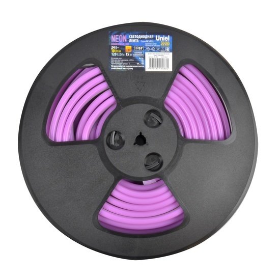 Светодиодная лента Uniel ULS-N11-2835-120LED-m-8mm-IP67-DC24V-10W-m-15M-PURPLE
