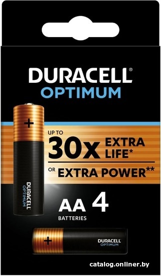 Батарейка DURACELL Optimum AA 4 шт. LR6/MX1500 12BP Батарейка DURACELL Optimum AA 4 шт. LR6/MX1500 12BP