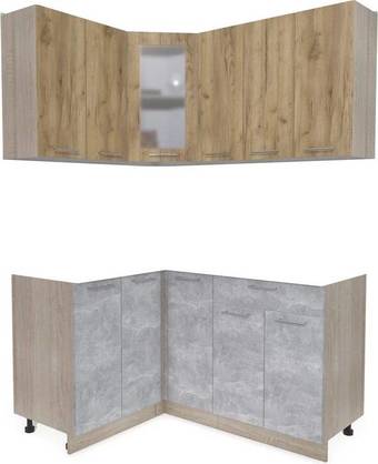 Готовая кухня Интерлиния Мила 12x15 без столешницы (дуб золотой/бетон)
