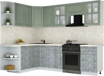 Готовая кухня Интерлиния Мила Шато 1.7x2.6 LV (мята/керамика/опал светлый)