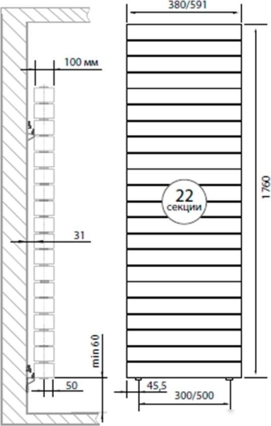 Дизайн-радиатор Royal Thermo PianoForte Tower 500 new/Silver Satin - 22 секций