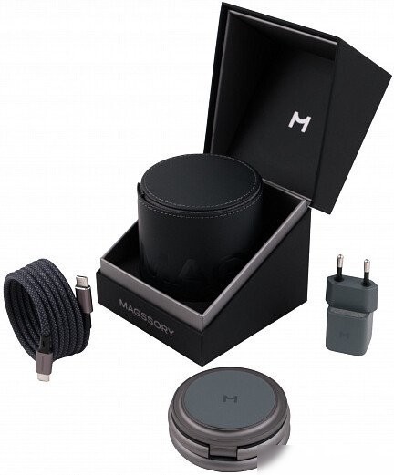Беспроводное зарядное Magssory Disc Signature Edition 3 в 1 для Apple WCH033 (темно-серый)