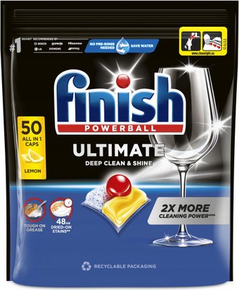 Капсулы для посудомоечной машины Finish Powerball Ultimate All In 1 Лимон (50 шт)