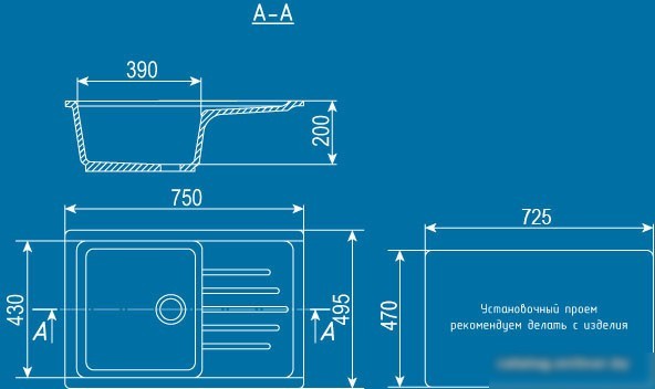 Кухонная мойка Ulgran U-400 (графитовый)