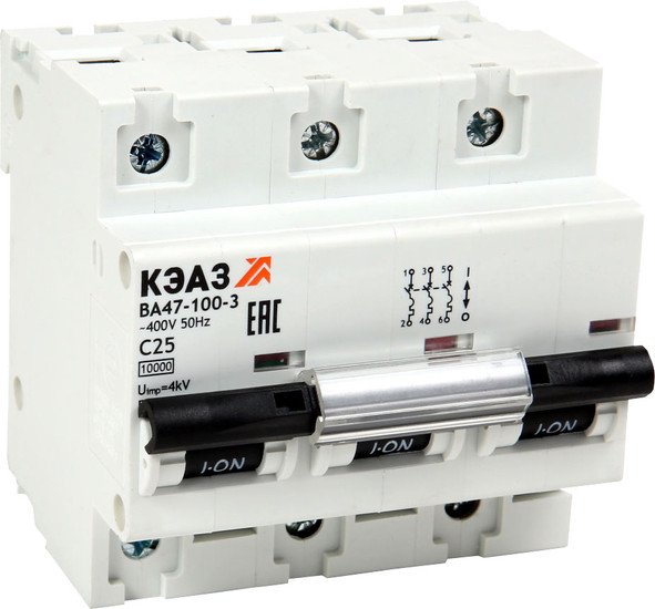 Выключатель автоматический КЭАЗ ВА47-100-3C80-УХЛ3 (10кА) 318145