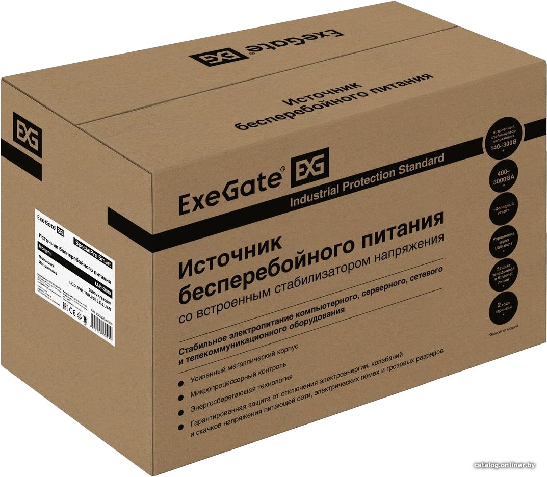 Источник бесперебойного питания ExeGate SpecialPro Smart LLB-2000.LCD.AVR.1SH.2C13.RJ.USB EX292630RUS