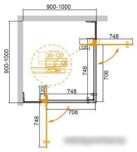 Душевой уголок Cezares SLIDER-A-2-90/100-BR-NERO