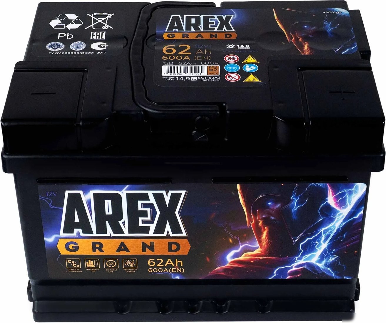 Автомобильный аккумулятор AREX Grand R+ (62 А·ч)