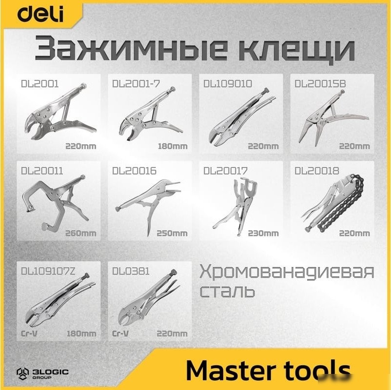 Клещи зажимные Deli DL20016