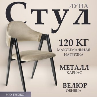 Стул с подлокотниками Mio Tesoro Луна DC-048A (велюр бежевый/черный)