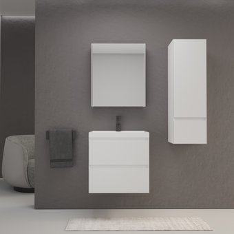 Symbolite Тумба под умывальник Манхэттен 60 Plus 2 ящика (подвесная, белый матовый)