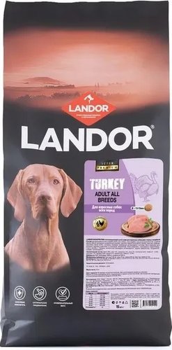 Сухой корм для собак Landor Monoprotein для взрослых собак всех пород с индейкой F2155 15 кг
