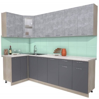 Готовая кухня Интерлиния Мила 12x26 (бетон-антрацит-травертин)