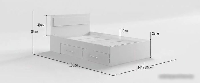 Кровать Mio Tesoro Абрау с ящиками 90x200 (белый текстурный)