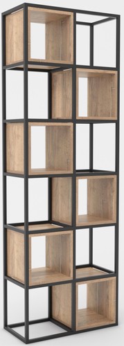 Стеллаж Hype Mebel Грос-2 70x175 (черный/дуб галифакс натуральный)