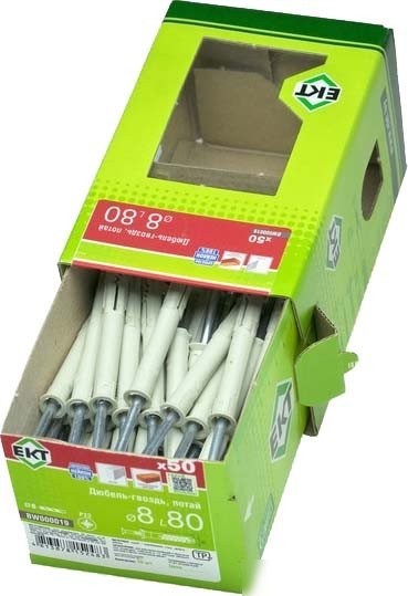 Дюбель-гвоздь ЕКТ Потайной 8x80 BW000019 (50 шт, нейлон)