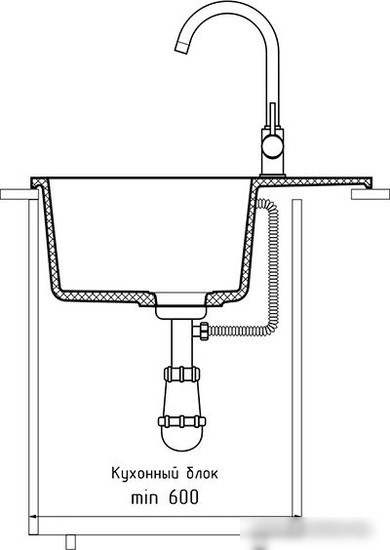 Кухонная мойка GranFest QUARZ GF-UR-658L (черный)