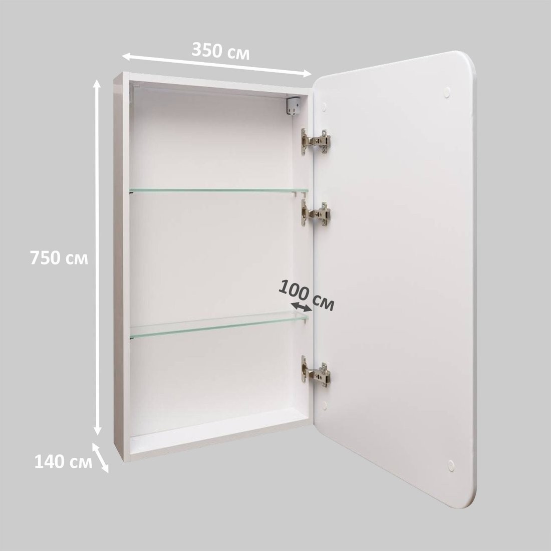 Symbolite Шкаф с зеркалом для ванной Каре 40x80 универсальное (с подсветкой, сенсор с диммером на зеркале)