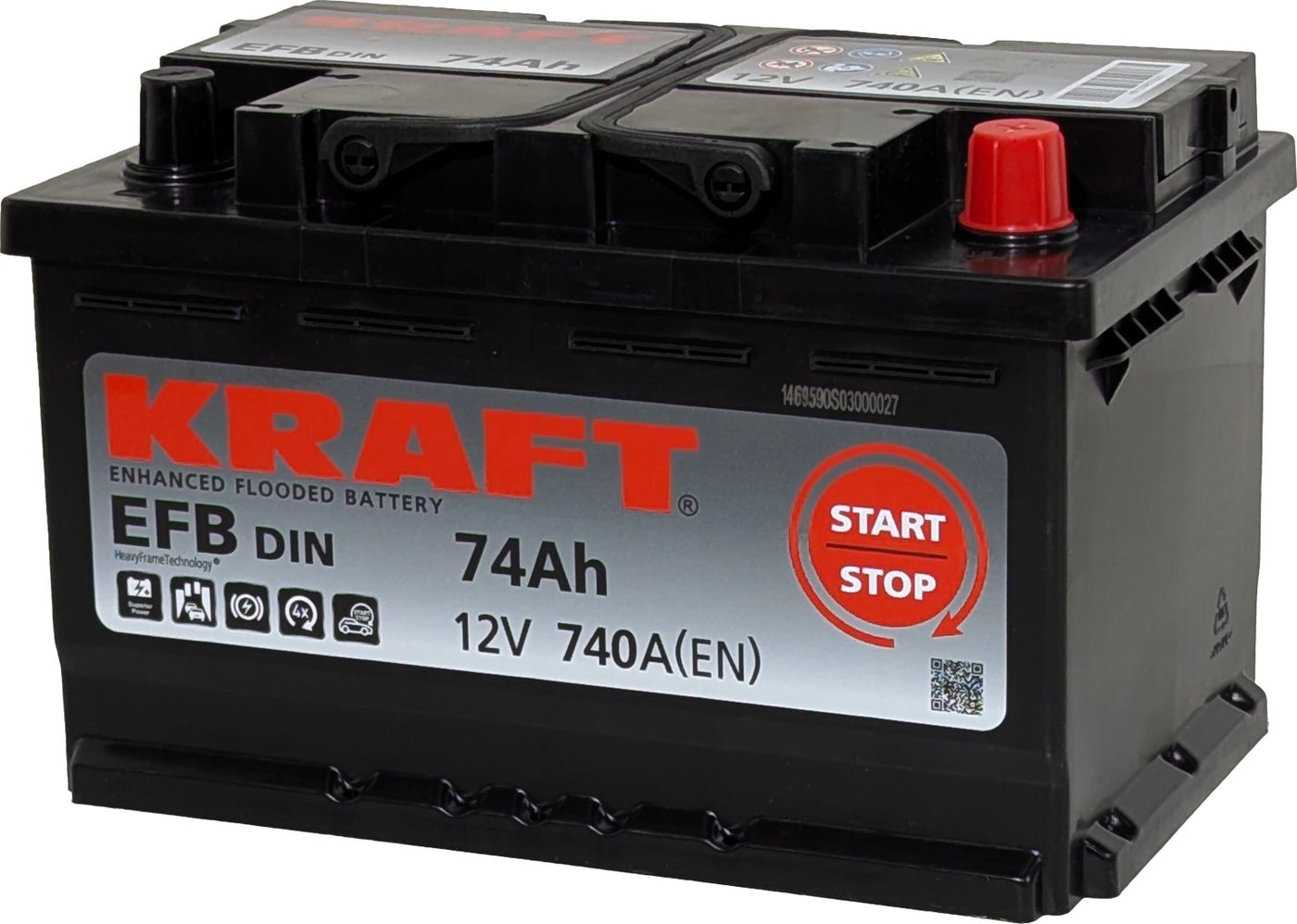 Автомобильный аккумулятор KRAFT EFB R+ (74 А·ч)