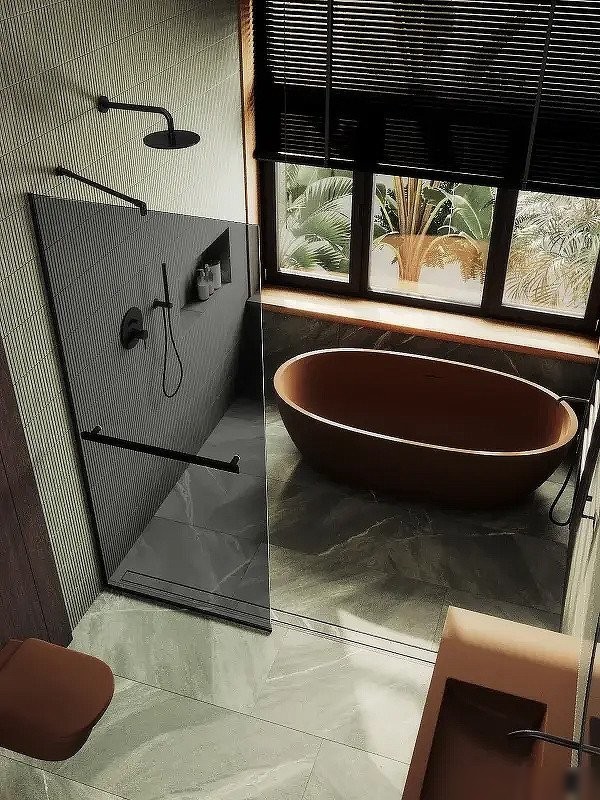 Душевая стенка MaybahGlass 99x195 MGD-1461-6у (графитовое стекло/черный)