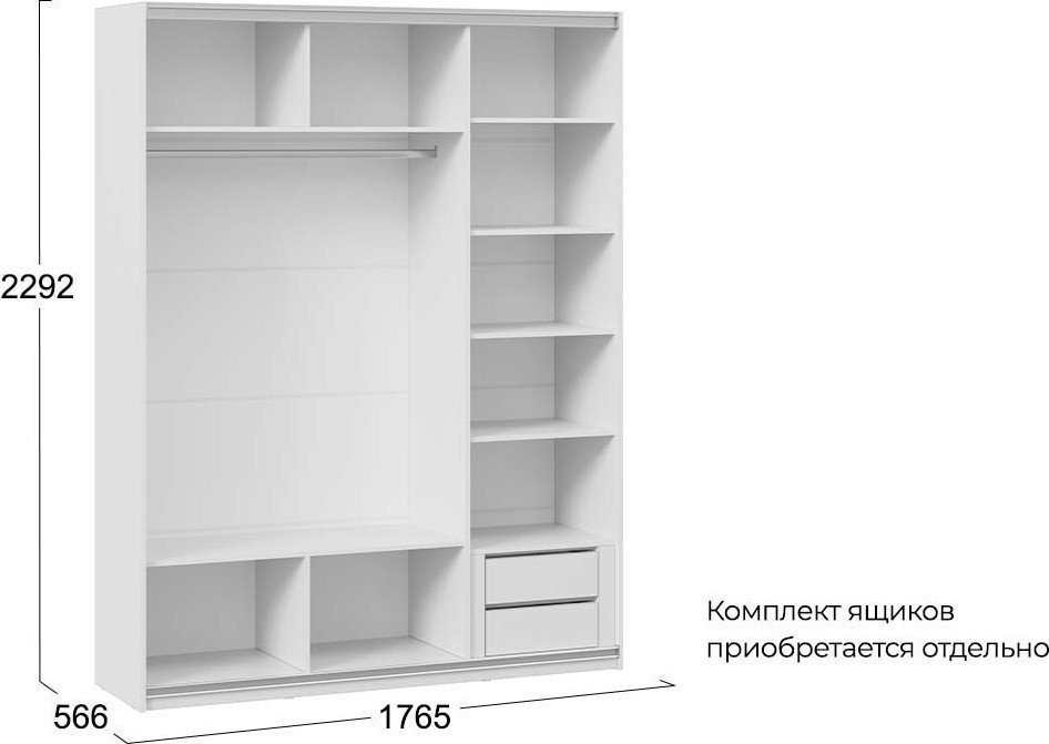 Шкаф-купе Трия Оскар Т2 1800 271157 (ручка белая/белый снег)