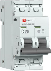 Выключатель автоматический EKF PROxima ВА 47-63N 2P 20А (C) 6кА M636220C