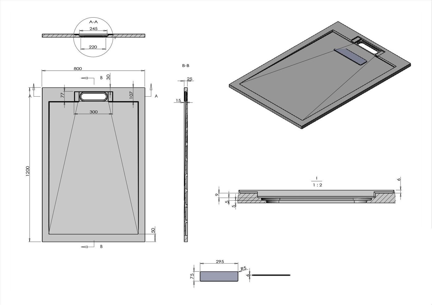 Душевой поддон Vincea VST-4SRL8012A 120x80