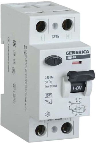 Устройство защитного отключения Generica ВД1-63 2Р 32А 30мА MDV15-2-032-030