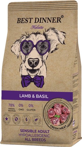 Сухой корм для собак Best Dinner Holistic Adult Sensible Hypoallergenic All Breeds Lamb&Basil (12 кг)