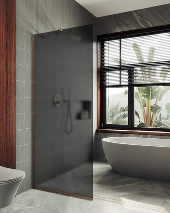 Душевая стенка MaybahGlass 99x195 MGD-1356-2у (графитовое матовое стекло/бронза)