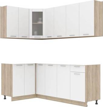 Готовая кухня Интерлиния Мила 12x21 без столешницы (белый платинум)