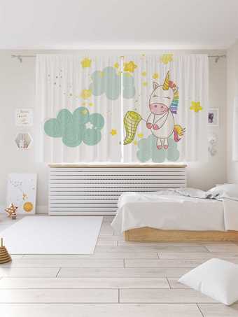 Комплект штор JoyArty Единорог ловит звезды 1.45x1.8 м (2 шт)