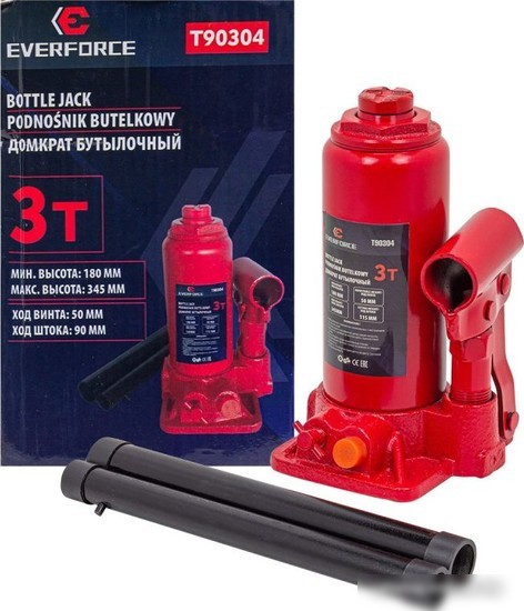 Бутылочный домкрат Everforce EF-T90304 3т