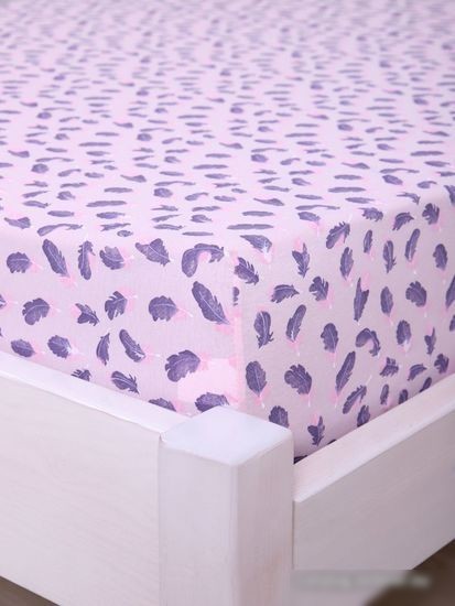 Постельное белье Luxsonia Трикотаж на резинке 200x200 3366 (перышки розовый)