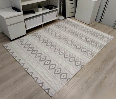 Ковер для жилой комнаты Radjab Carpet Сканди Сизаль Прямоугольник 10926C 12252RK (1.4x2, Grii/Krem)