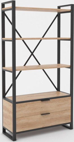 Стеллаж Hype Mebel Стандарт Люкс 50x200 (черный/дуб галифакс натуральный)