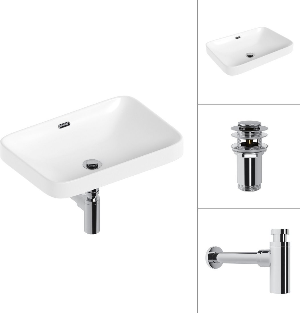 Умывальник Lauter 21441A + клапан 21190CH + сифон 21635CH (хром)