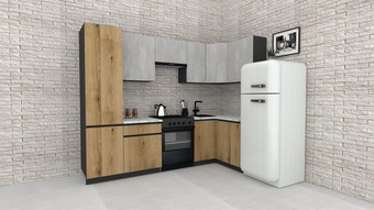 Готовая кухня ВерсоМебель Эко-8 1.2x2.7 правая (бет.камень/дуб эвок прибреж./ст.мрамор)