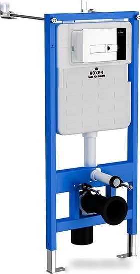 Унитаз подвесной Roxen Simple Compact в комплекте с инсталляцией StounFix Slim 6 в 1 932469 (кнопка: хром глянец)