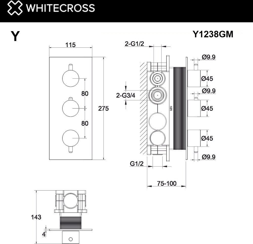 Смеситель Whitecross Y Y1238GM (оружейная сталь)