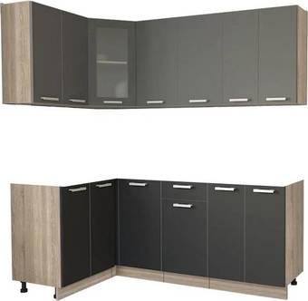 Готовая кухня Интерлиния Мила 12x20 без столешницы (серебристый/антрацит)