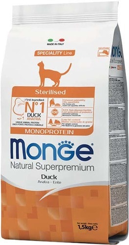 Сухой корм для кошек Monge Natural Superpremium Monoprotein Duck 1.5 кг