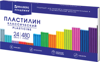 Пластилин BRAUBERG Академия Супер Хит 106424 (24 цвета)