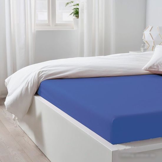 Постельное белье Luxsonia Трикотаж на резинке 180x200 Мр0010-20 (синий)
