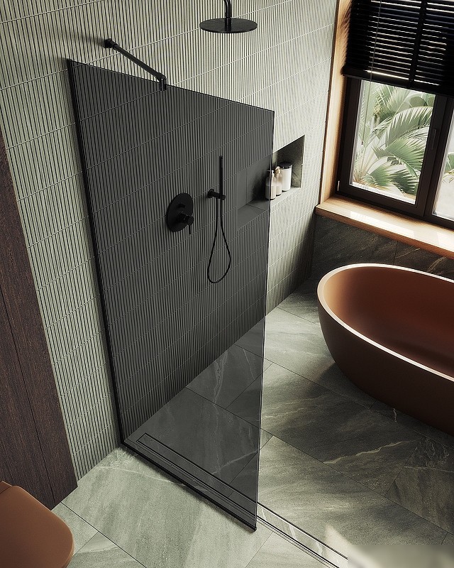 Душевая стенка MaybahGlass 195x119 MGD-686-6у (графитовое стекло/черный)