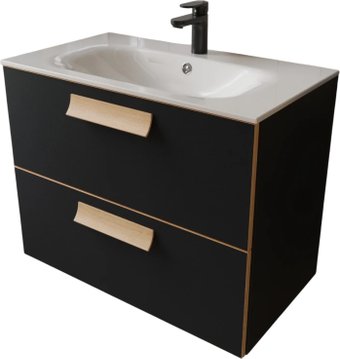 TERMINUS Тумба с умывальником Ното 80x62x45 с 2 ящиками NOT10802099901O (черный Soft Touch)