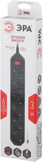 Сетевой фильтр ЭРА USF-6es-3m-B-BOX
